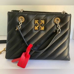 NEW VIRGIL ABLOH OFF WHITE JACKHAMMER 25 BLACK QUILTED LEATHER HANDBAG BAG PURSE